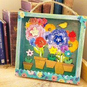 Flower Pots -  Shadow Box Wood Wall Hanging